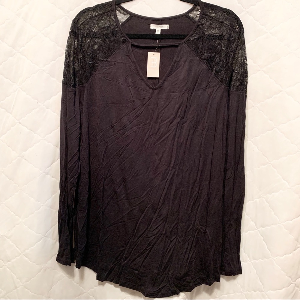 Black Long Sleeve Top with Lace by Maurice’s